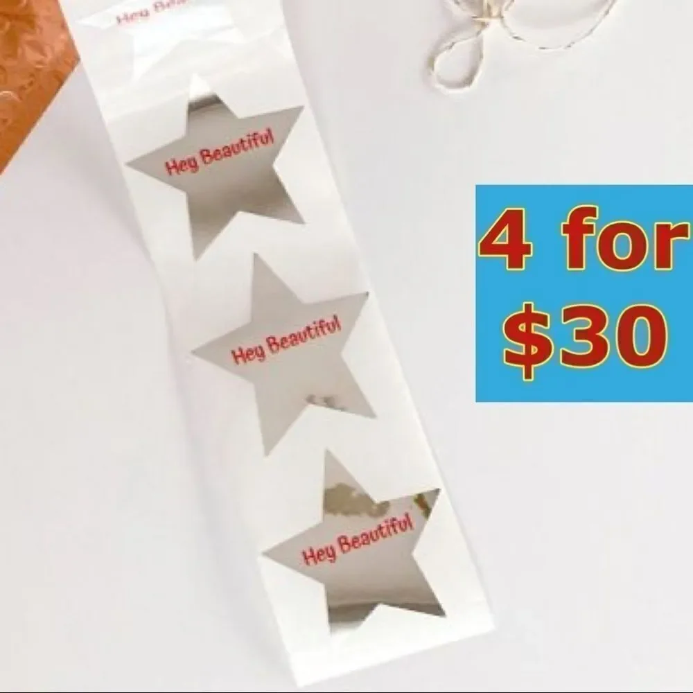 100- Hey Beautiful 2.5” Silver Package Stickers